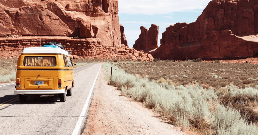 Yellow Van On Desert Road
