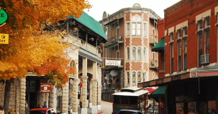 Eureka Springs with the Flat Iron Building in the back built in 1985 Photolitherland