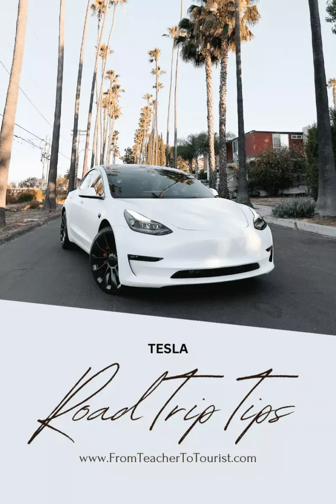 White Tesla - Tesla Road Trip Tips Pin