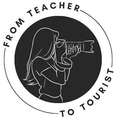 From Teacher To Tourist Logo - Woman Holding Camera